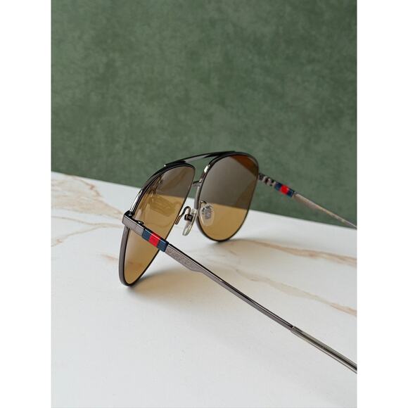 NEW Gucci GG1677S Silver Yellow Tint Lens Aviator Sunglasses main image 5